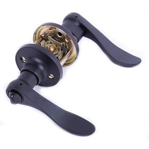 DOOR LOCK LEVER ENTRY CURVED HANDLE BLACK 100107