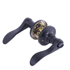 DOOR LOCK LEVER PRIVACY BLACK CURVED HANDLE 100108