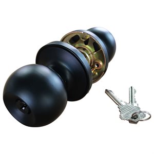 DOOR LOCK KNOB ENTRY BLACK 100115