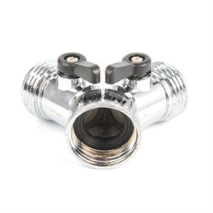 RW-9312S GARDEN HOSE WYE 3/4 METAL CHROME WITH VALVE