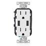 T5632-2USB-15A WHITE RECEPTACLE 15AMP+2 USB.