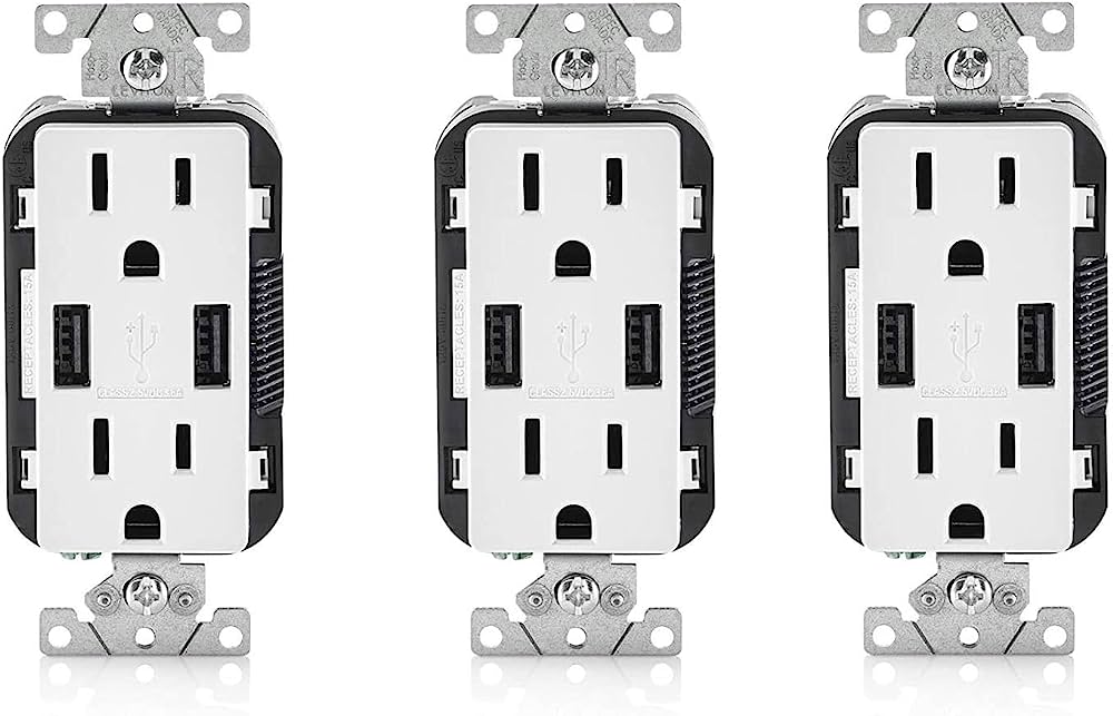 T5632-2USB-15A WHITE RECEPTACLE 15AMP+2 USB.