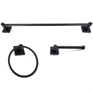 3PC BATHROOM SET SQUARE 24'' MATTE BLACK