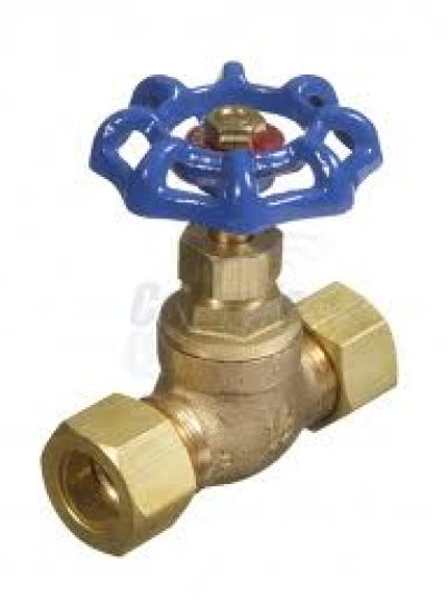 BRASS STOP VALVE 1/2" COPPER COMPRESSION TYPE