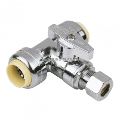 PUSH-FIT 3WAY T VALVE 1/2"PF X 1/2"PF X 1/4"COMP (3003114)
