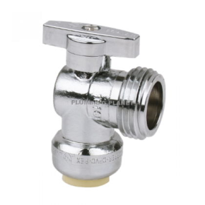 PUSH-FIT 1/4 TURN ANGLE VALVE 1/2 PF' x 3/4' WASHING MACHINE. CP